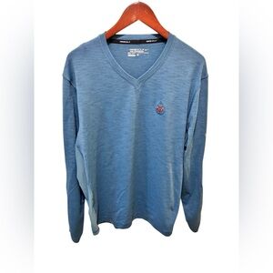 Nike Golf Tour Performance Dri~Fit Pullover Sz L Teal V Neck Athletic LS Shirt